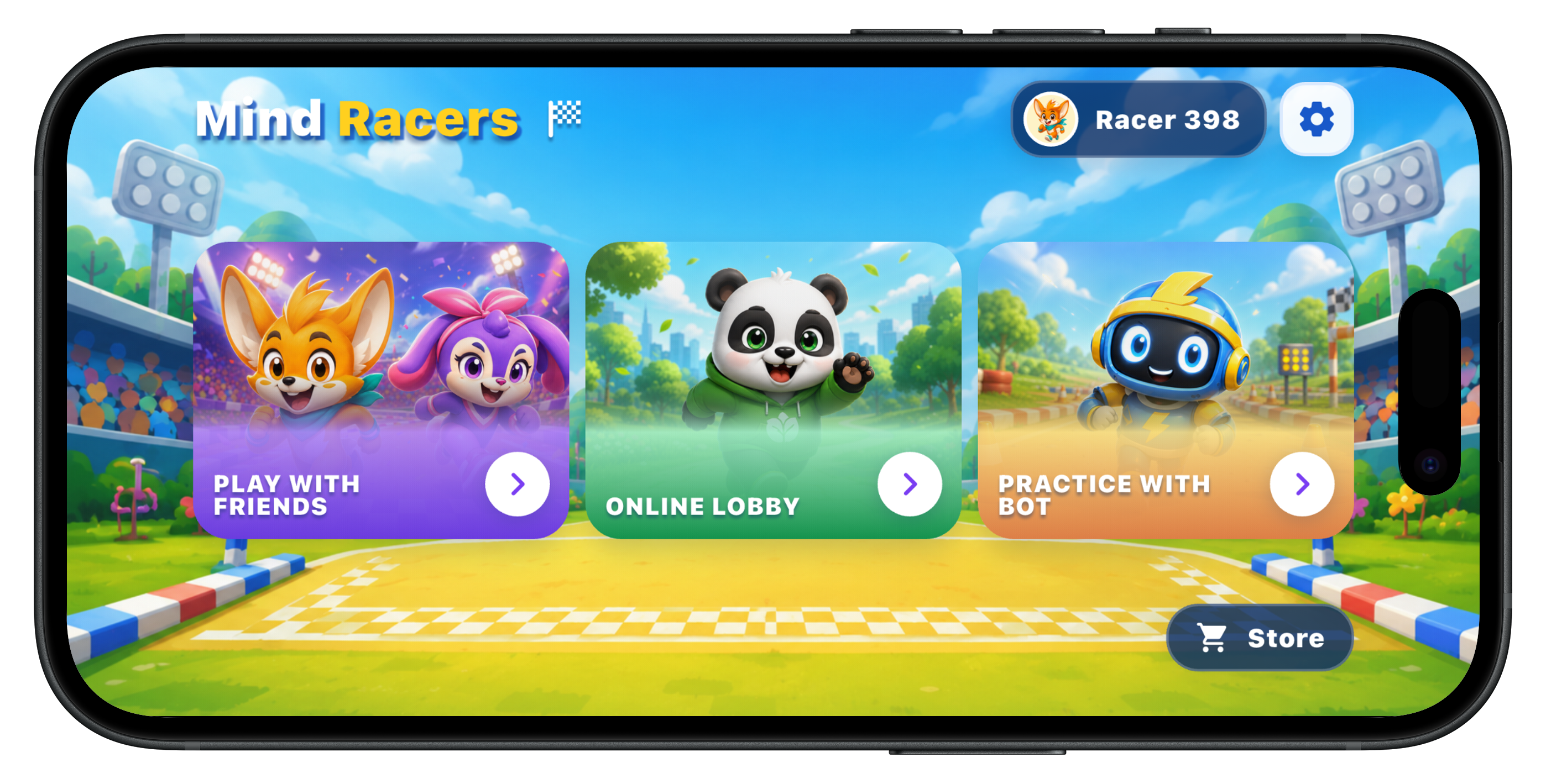 Màn hình chọn chế độ chơi trong Mind Racers