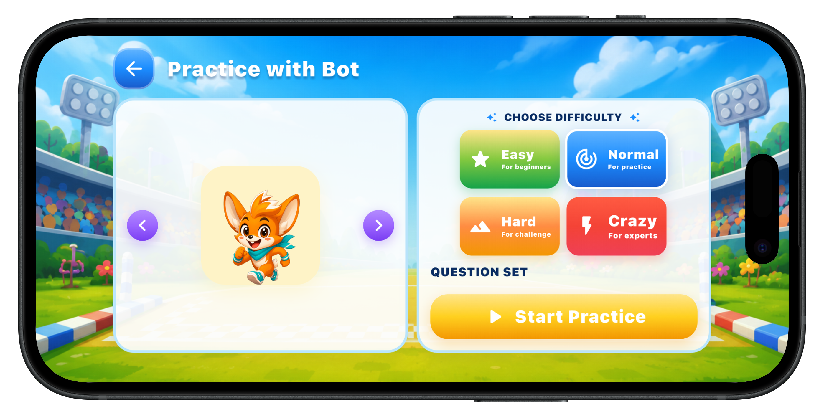 Màn hình luyện tập với bot trong Mind Racers